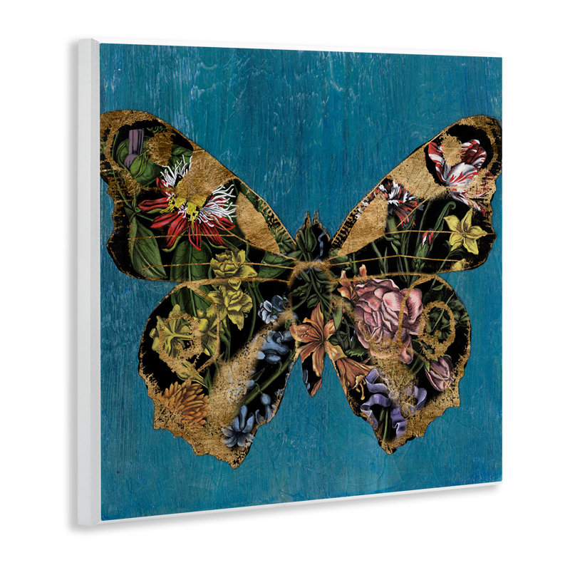 Art mural bleu vif avec papillon par Naomi McCavitt