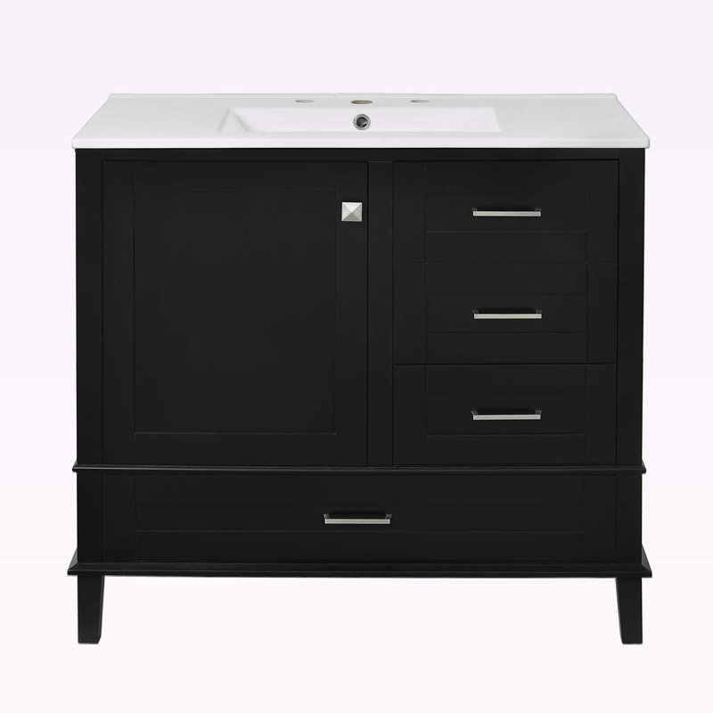 36" Bathroom Vanity with Sink, Black