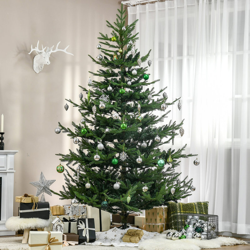 Arbre de Noël artificiel 7,5 pi, arbre de Noël articulé en pin avec 1218 branches réalistes, base en acier, ouverture automatique