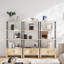 Petite Odilia avec porte Bibliothèque en bois de 54 pouces avec bibliothèque en chêne et armoire de rangement-1205612512