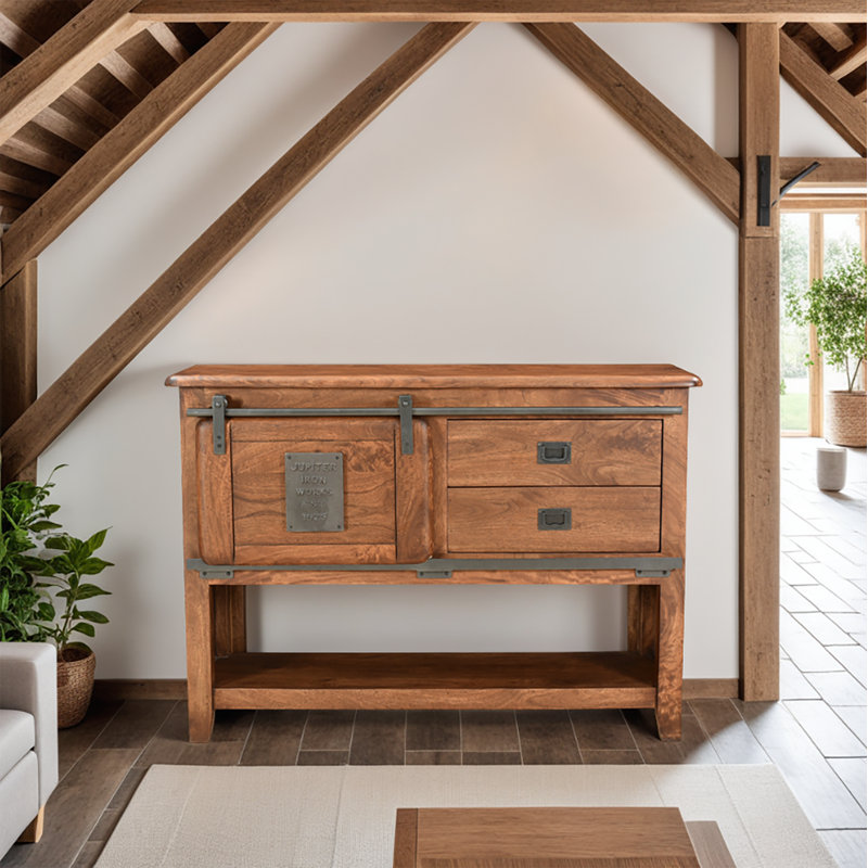 Everard 120cm Solid Wood Console Table, Brown