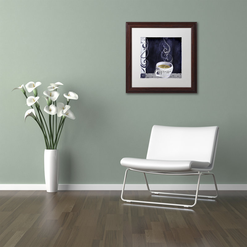 «Cafe Blue IV» par Jadaya, impression encadrée, H 11 po x l 14 po x P 0,5 po, Blanc