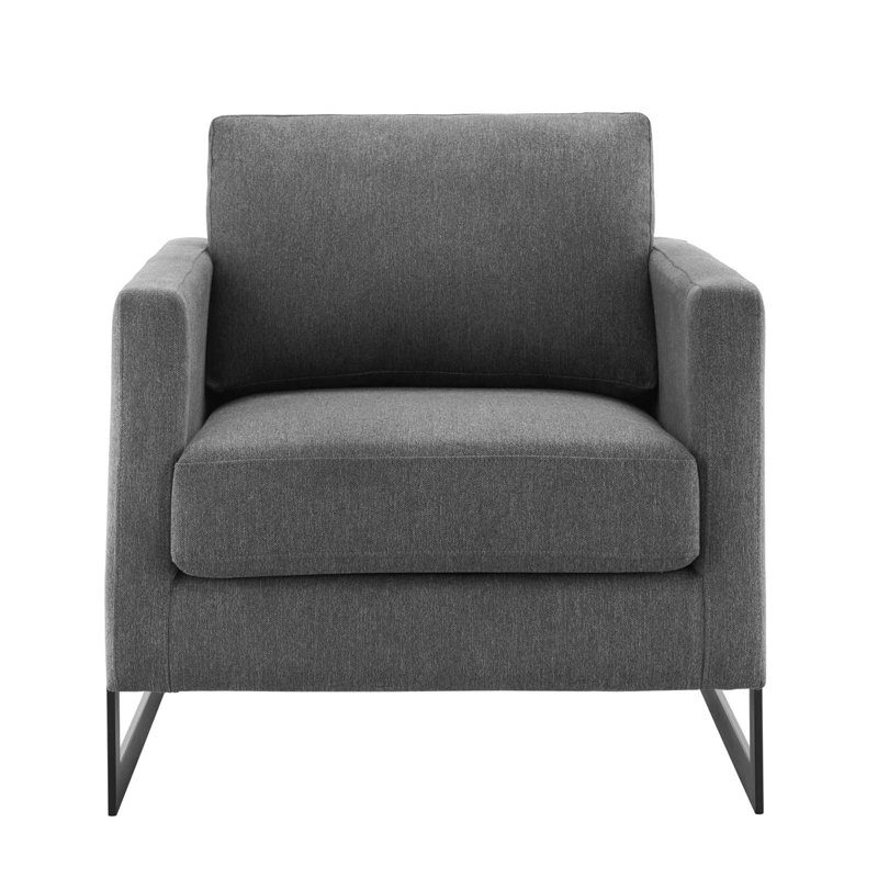 Posse Upholstered Fabric Accent Chair, Charcoal Polyester, Black