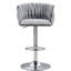 Ensemble de 2 tabourets de bar pivotants à 360 ° avec housse en tissu, chaises de bar réglables à hauteur de comptoir avec dossier tissé et repose-pieds, tabourets de bar chromés argentés pour îlot de cuisine, café, pub (gris)-129519485