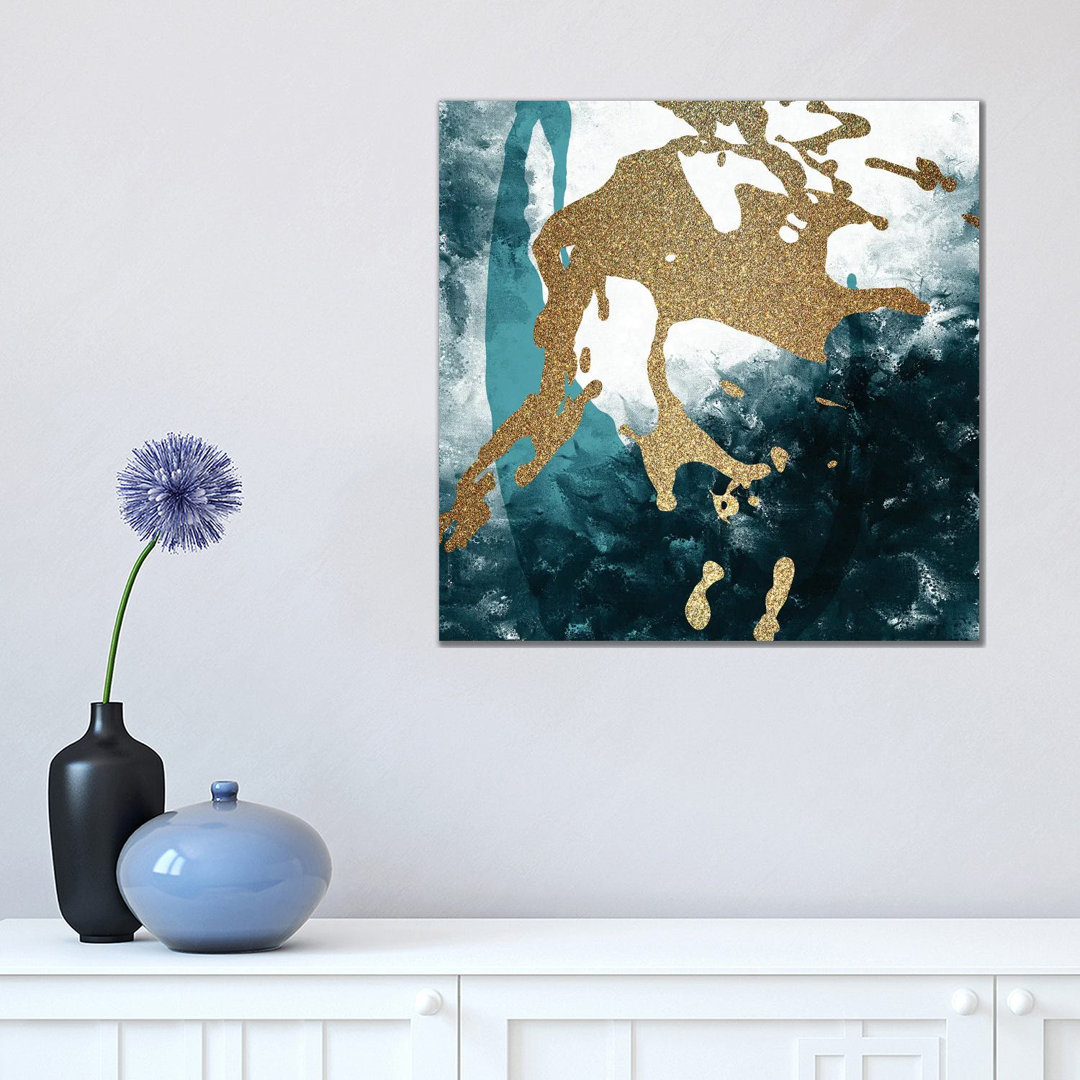 Teal Gold Splash II by Kimberly Allen - Wrapped Canvas Painting