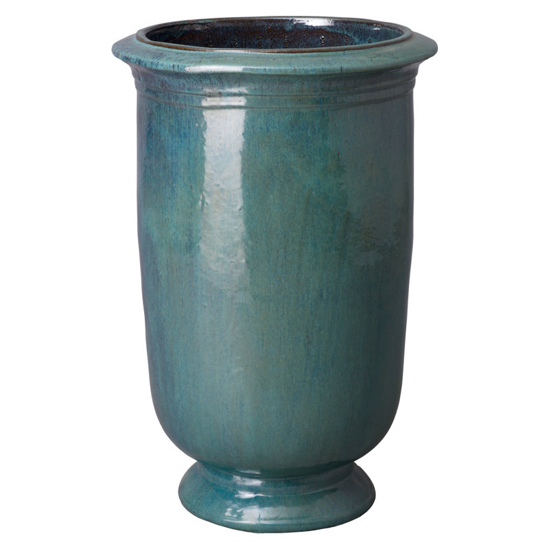 Pot à fleurs en argile Krieger, Turquoise, H 31 po x l 21 po x P 21 po