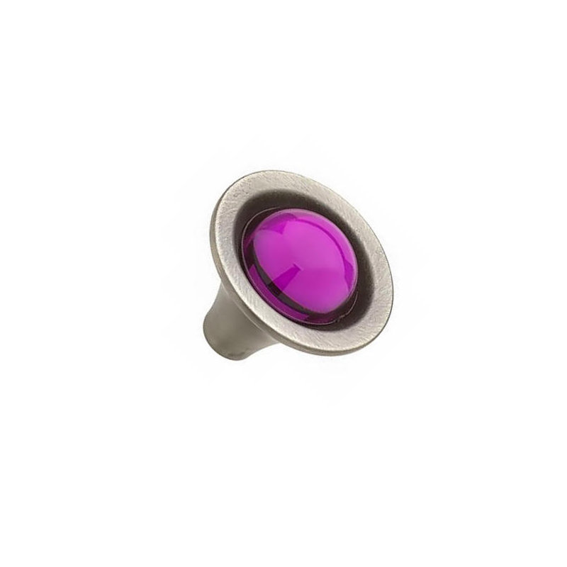 (5 Pack) 1-1/4 inch Knob, Amethyst/Brushed Satin Pewter