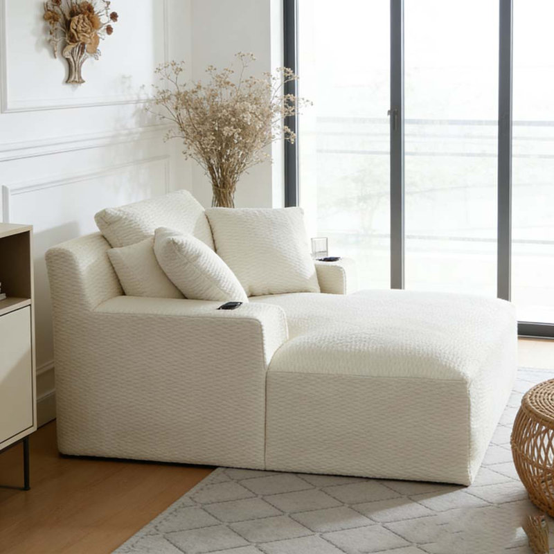 Oversized Chaise Lounge Chair Indoor, Cream