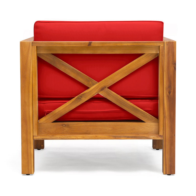 CLUB CHAIR, Red, Teak