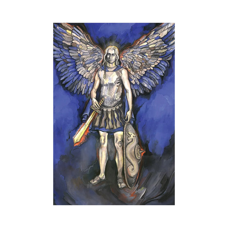 «The Seven Archangels - Archangel Michael» par Fanitsa Petrou - peinture sur toile tendue, H 12 po x l 8 po x P 0,75 po