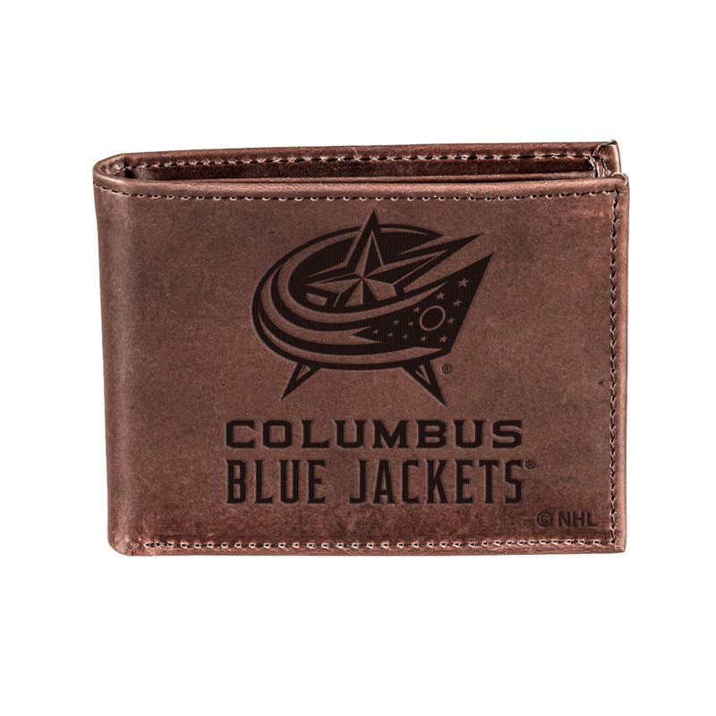 Columbus Blue Jackets, portefeuille à deux volets, brun, CH, 100% cuir véritable