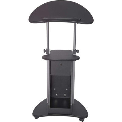 Chariot roulant réglable pour ordinateur portable avec bureau inclinable, tablette de rangement, armoire et roues verrouillables