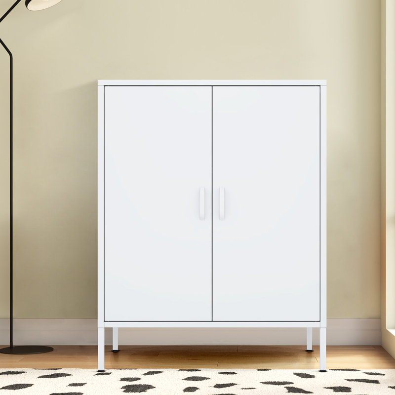 Janay 31.5 " Wide 2 - Shelf Storage Cabinet with, White