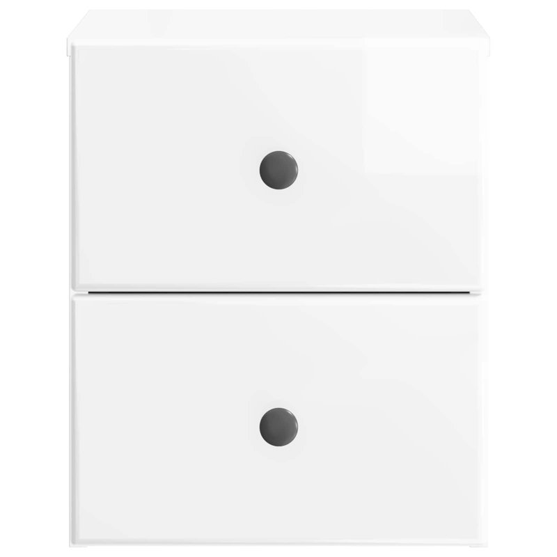 34.5cm W Manufactured Wood Bedside Table, High Gloss White