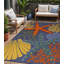 Tapis tissé à la machine 5 pi x 7 pi bleu et orange Starfish
