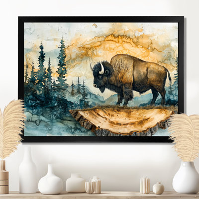 Bison américain dans un paysage d'été II - Bison, art mural pour le salon