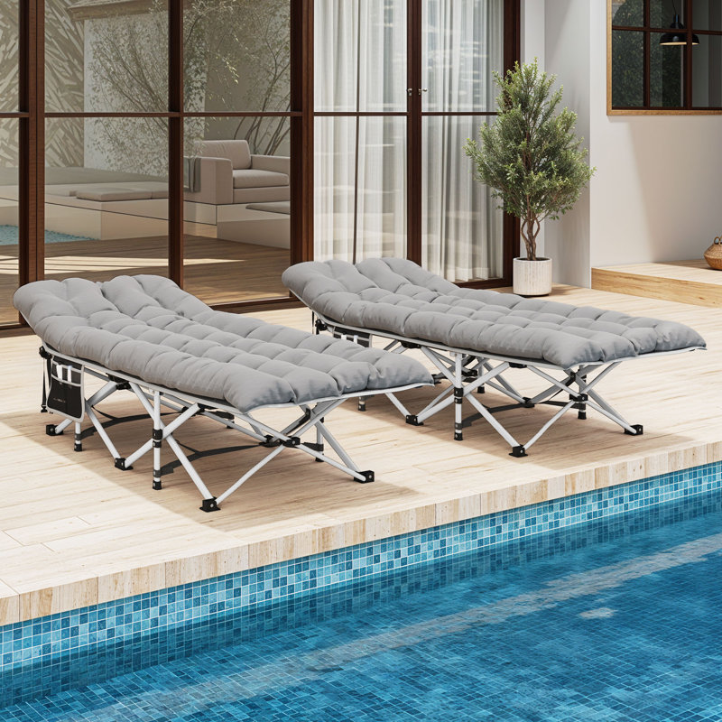 Adjustable 5-Position Adult Folding Chair With Cushion, Gray