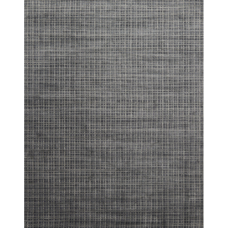 Tapis gris tissé à la main Hannon, Rectangle 7 pi 9 po x 9 pi 9 po