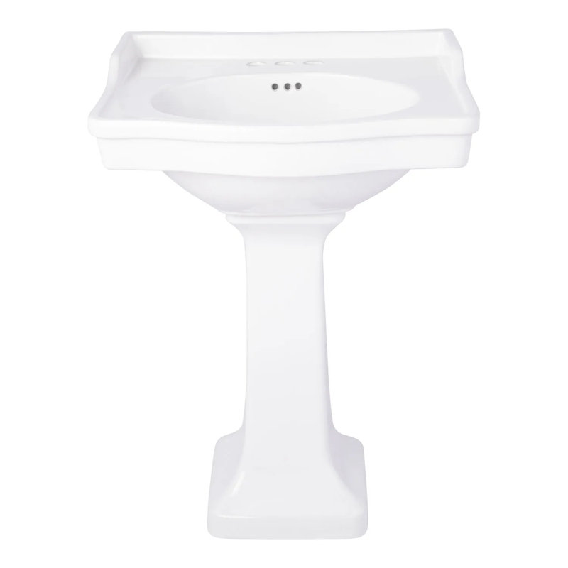 24" Cierra Porcelain Pedestal Bathroom Sink with Overflow