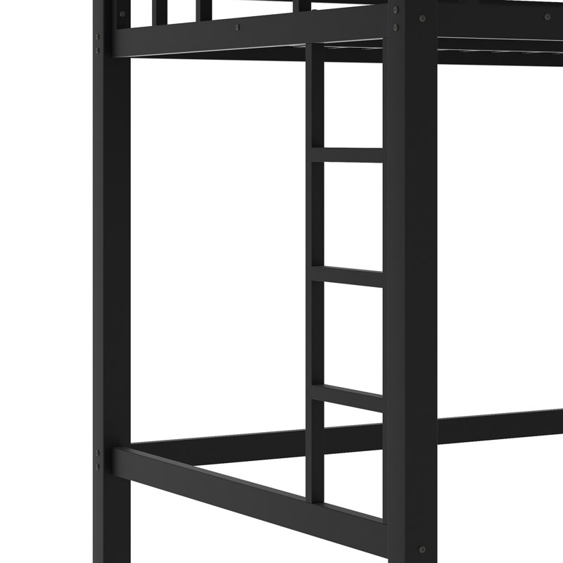Sturdy Metal Loft Bed, Featuring A Easy  Climbing Ladder And Safety Guardrails, Full
