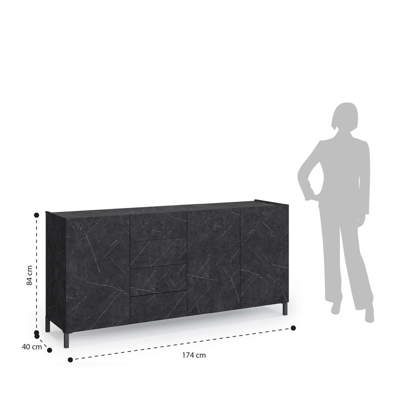 Areah 441.96cm Sideboard, Black Marble