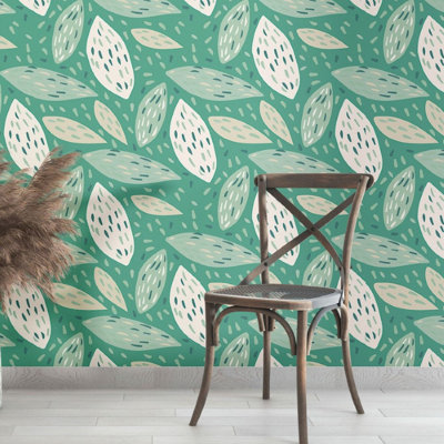 Abstract Leaves 96" L X 24" W Peel And Stick Wallpaper N013238