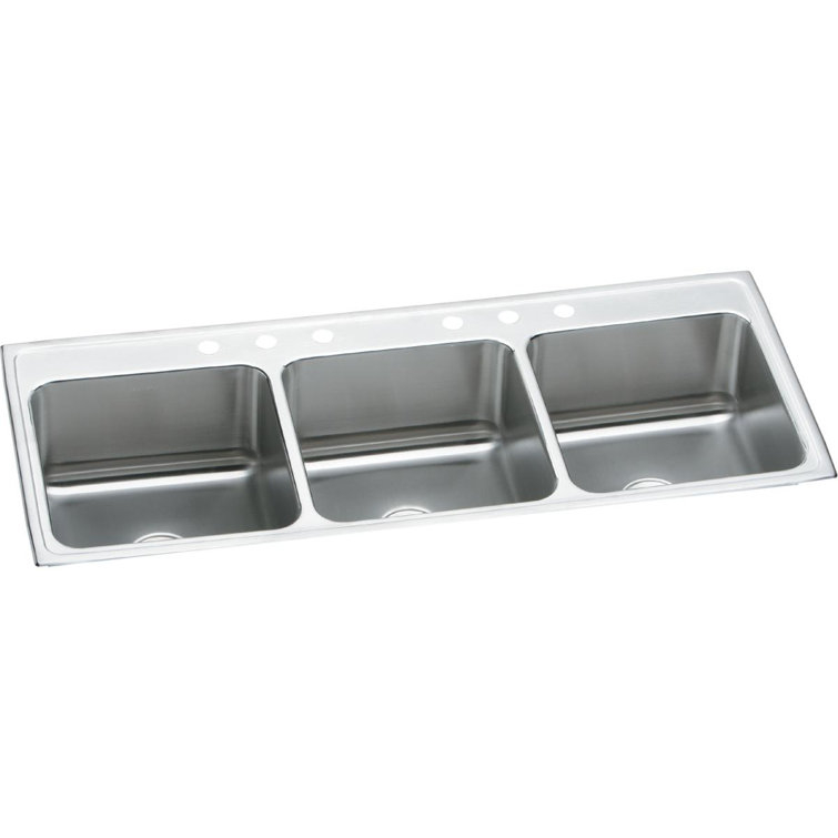 Lustertone 54" L x 22" W Triple Basin Drop-in Kitchen Sink