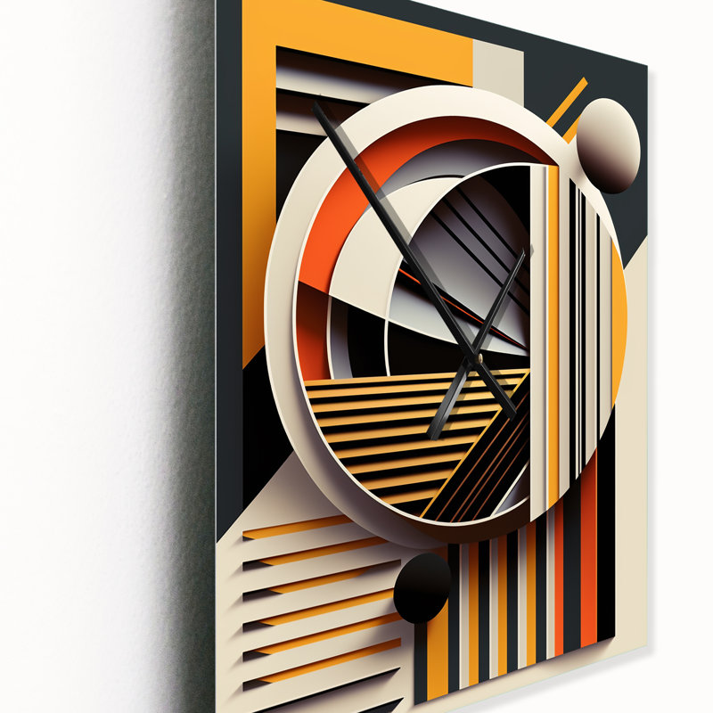 Minimal Bauhaus Dimensions V - Horloge murale moderne géométrique, Très grand