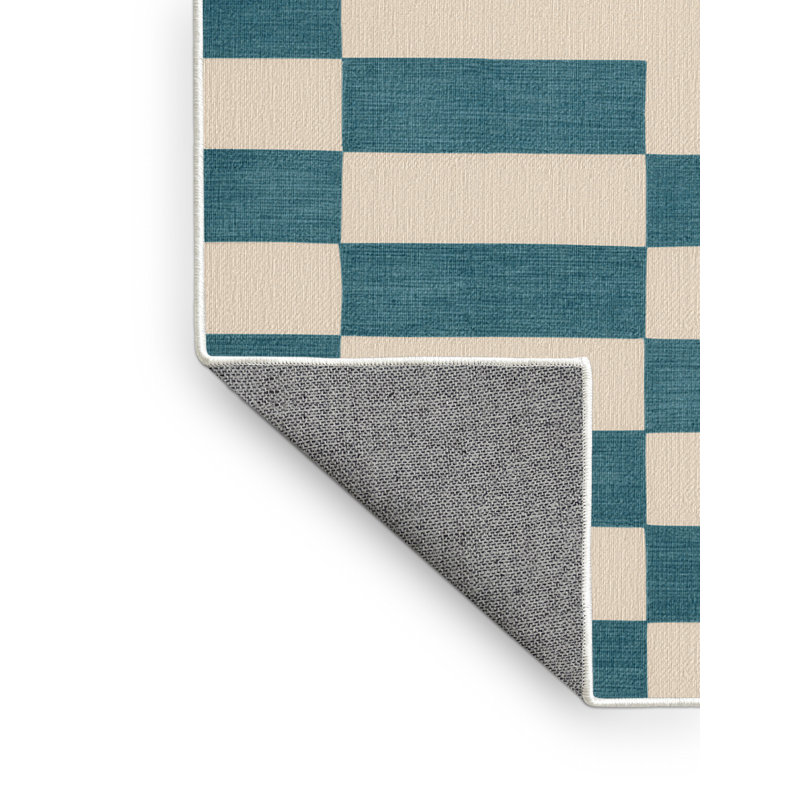 Tapis beige à carreaux lavable à la machine, Rectangle 3 pi x 5 pi