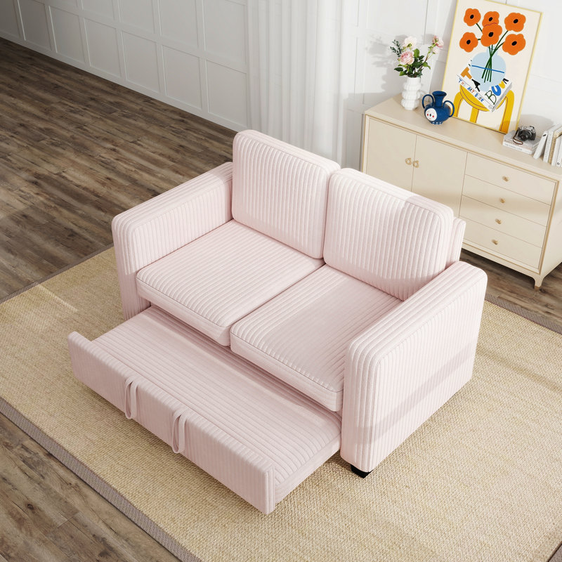 Canapé convertible multifonctionnel 2-en-1 pour les petits espaces de salon, Rose