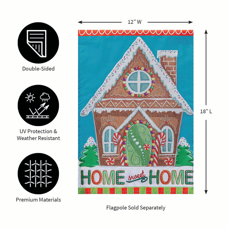 Drapeau de jardin Gingerbread Home Sweet Home