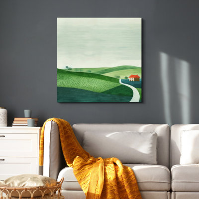 IDEA4WALL Green Countryside Field Road Kid's Room Decor