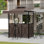 Pavillon de jardin à 6 niveaux de 6,5 pi x 6,9 pi avec auvent latéral, ensemble de bar de patio 3 pièces avec 2 tabourets pliables, étagère à 3 côtés, plateau en filet, supports en verre et crochets pour la cour arrière, brun