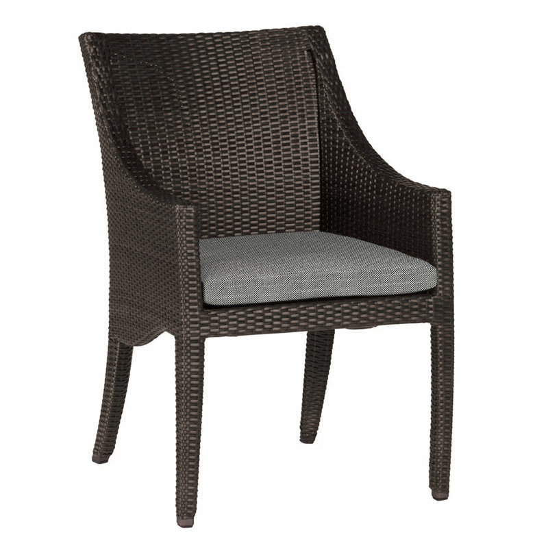 Athena Wicker/Rattan Patio Dining Armchair, Black Walnut, Rollo Silver, No Welt