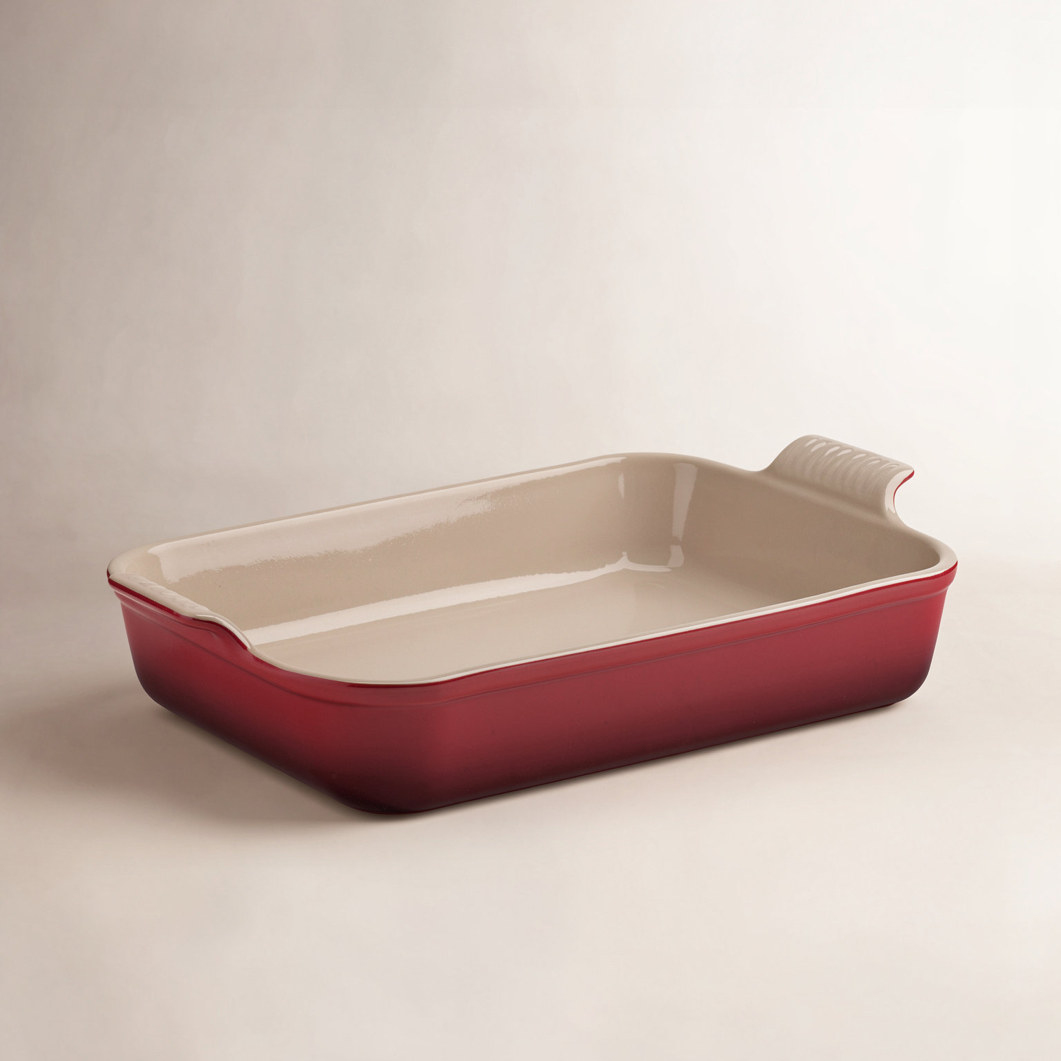 Le Creuset Stoneware Heritage Rectangular Dish, Cerise, 4 qt.
