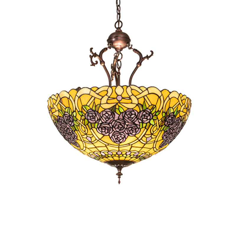 22" Wide Rose Bouquet Inverted Pendant