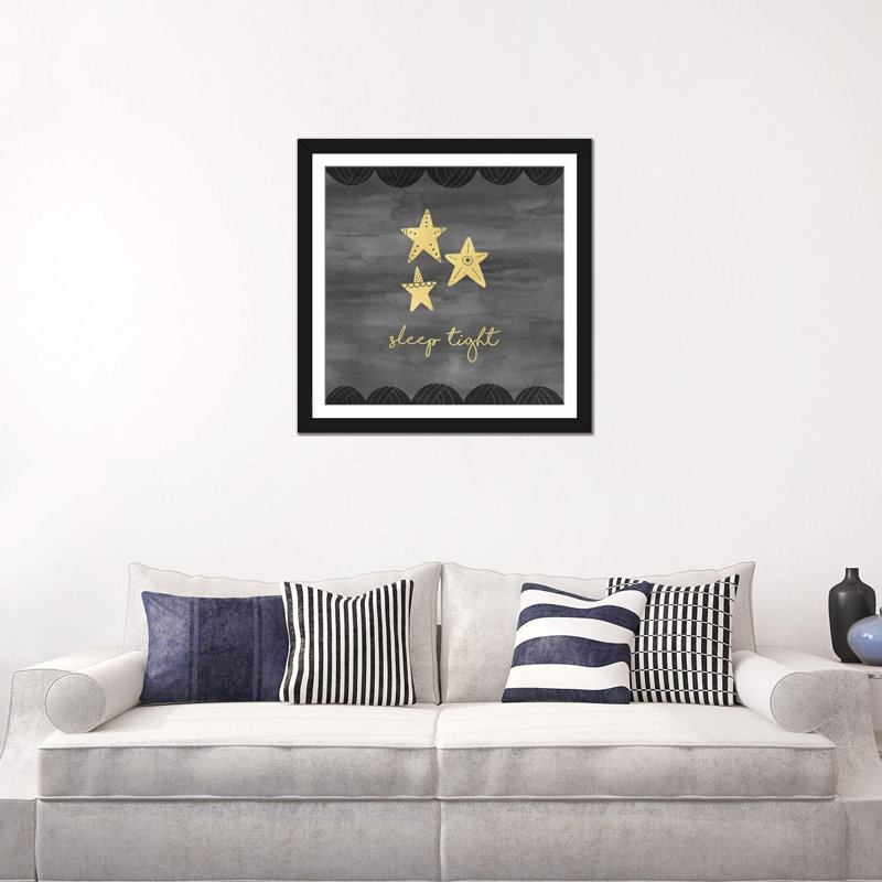 «Good Night Sleep Tight II», reproduction sur toile, H 16 po x l 16 po x P 1 po, Papier d'art encadré noir, Blanc