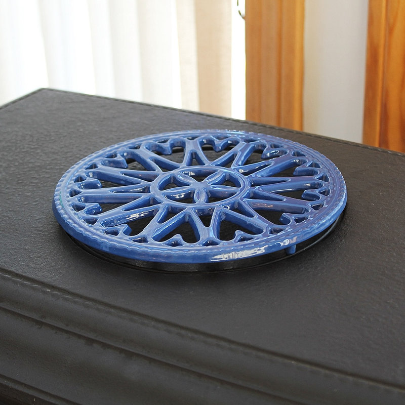 Metal Round 1 Piece Trivet, Blue