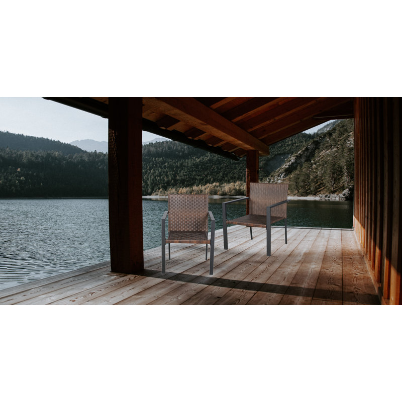 Premium All-Weather Wicker Outdoor Dining Armchair, Espresso