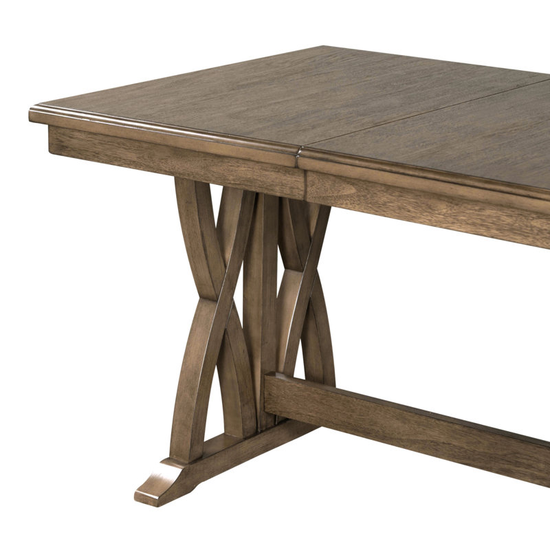 Mid-Century Solid Wood Extendable Dining Table Set with 6 Upholstered Chairs