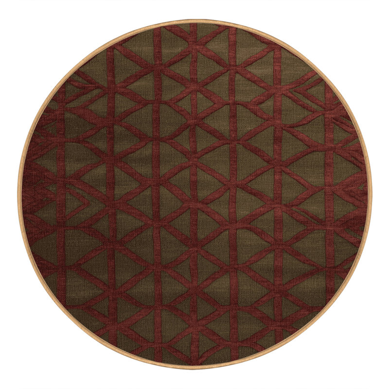 Machine Washable Trellis Brown Area Rug, Round 5'