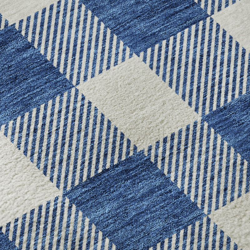 Tapis bleu marine de qualité supérieure lavable à la machine Prisco, Rectangle 1 pi 8 po x 2 pi 6 po