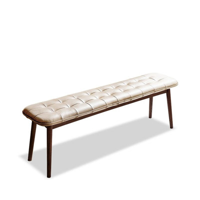 Banc en bois de chêne blanc et noyer, coussin en mousse garni de cuir, bois massif, multifonctionnel pour le salon, 30,5 cm de large, 44,5 cm de haut, installation facile, revêtement naturel, importé.