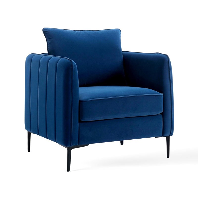 Chaise d'appoint en velours avec coussin et pieds en métal Shalon, Bleu