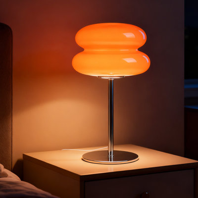 Mushroom Lamp, Medieval Modern Bedside Table Lamp, Dimmable Retro Egg Tart Headlight, Unique Home Mushroom Decoration Aesthetic Lovely Living Room Desk Lamp (Orange)