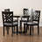 Baxton Studio Alena Modern Grey Fabric And Dark Brown Finished Wood 5-Piece Dining Set