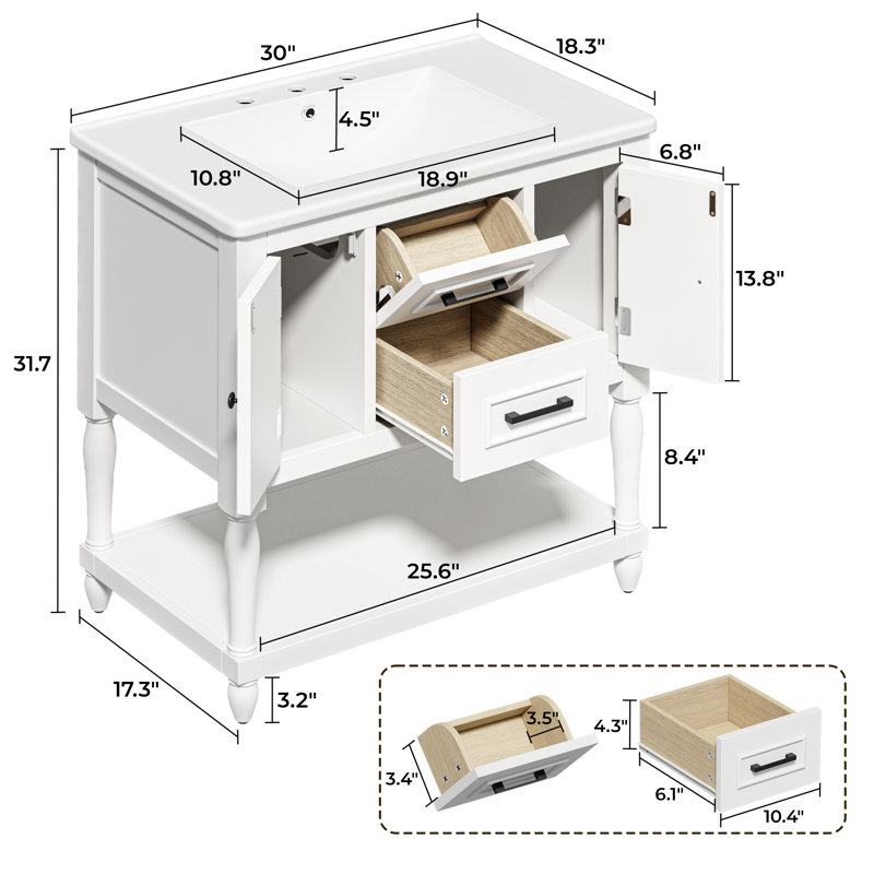 Meuble-lavabo simple Deimy, Blanc