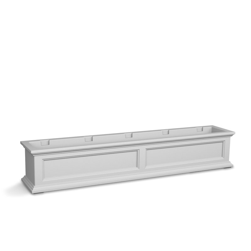 The Anastasiya Resin Window Box Planter with Water Reservoir, 10.8" H x 60" W x 11" D, White
