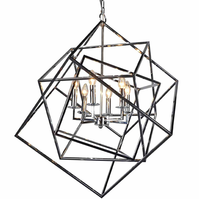 Maylene 6 - Light Dimmable Geometric Chandelier, Chorme