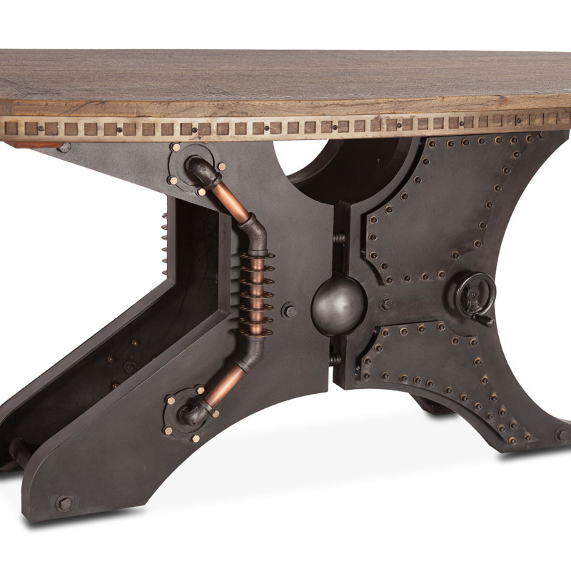 Auberta Teak Oval Solid Wood Top Metal Base Dining Table